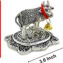NOBILITY Pooja Items Diwali Gift Silver Antique Small Kamdhenu Cow with Calf Metal Statue Decorative Item Showpiece for Home Office Decoration Wedding Return Gifts 6 Pcs