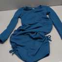 OYOANGLE Girl's Ruched Knitted Long Sleeve Round Neck Dress Drawstring Side Short Dresses 9Y