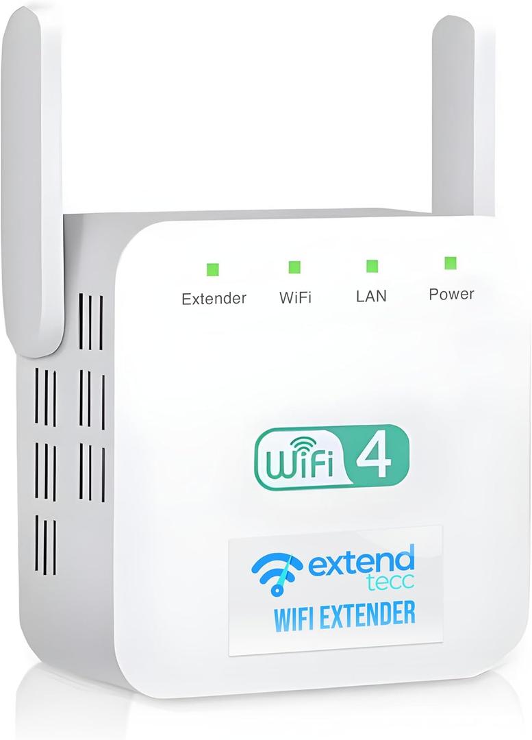 Extendtecc WiFi Booster Wireless Speed Wave WiFi Extender Signal Booster 300Mbps, Extend Tecc WiFi Repeater Wireless Signal Booster 2.4 GHz Dual Band 4 Antennas 360 Full Coverage Internet Extender