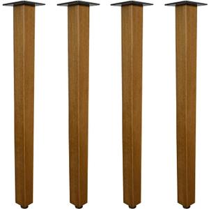 QLLY 28 inch Square Wooden Table Legs, Solid Wood Desk Leg, Walnut