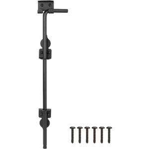 18 Inch Cane Bolt Gate Drop Rod Heavy Duty Gate Hardware, Gate Ground Latch for Wooden Fences, Metal Gates Doors Stopper for Gate Ground, Wrought Iron Gate Latches, Black Finish(1 Pack)