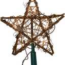 Kurt Adler UL1219/NAT 10 Light Indoor Rattan Natural Star Treetop, 10" tall