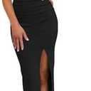 oten Women's Casual Sleeveless Cutout Twist Front Side Slit Ribbed Knit Party Bodycon Midi Dresses Medium