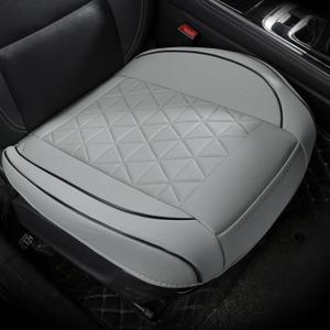 Leather Front Car Seat Cover - Bottom Car Seat Covers Fully Wrapped, Non-Slip, Luxury Appearance and Comfort, Fits Most Vehicles, 1 Pack, Gray