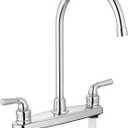 RV Kitchen Sink Faucet Deck Mounted 8 Inch Camper Kitchen Faucets with 360 Swivel Spout Mixer Taps for Campers Motorhome Travel Trailer, High Arc Spout, Polished Chrome