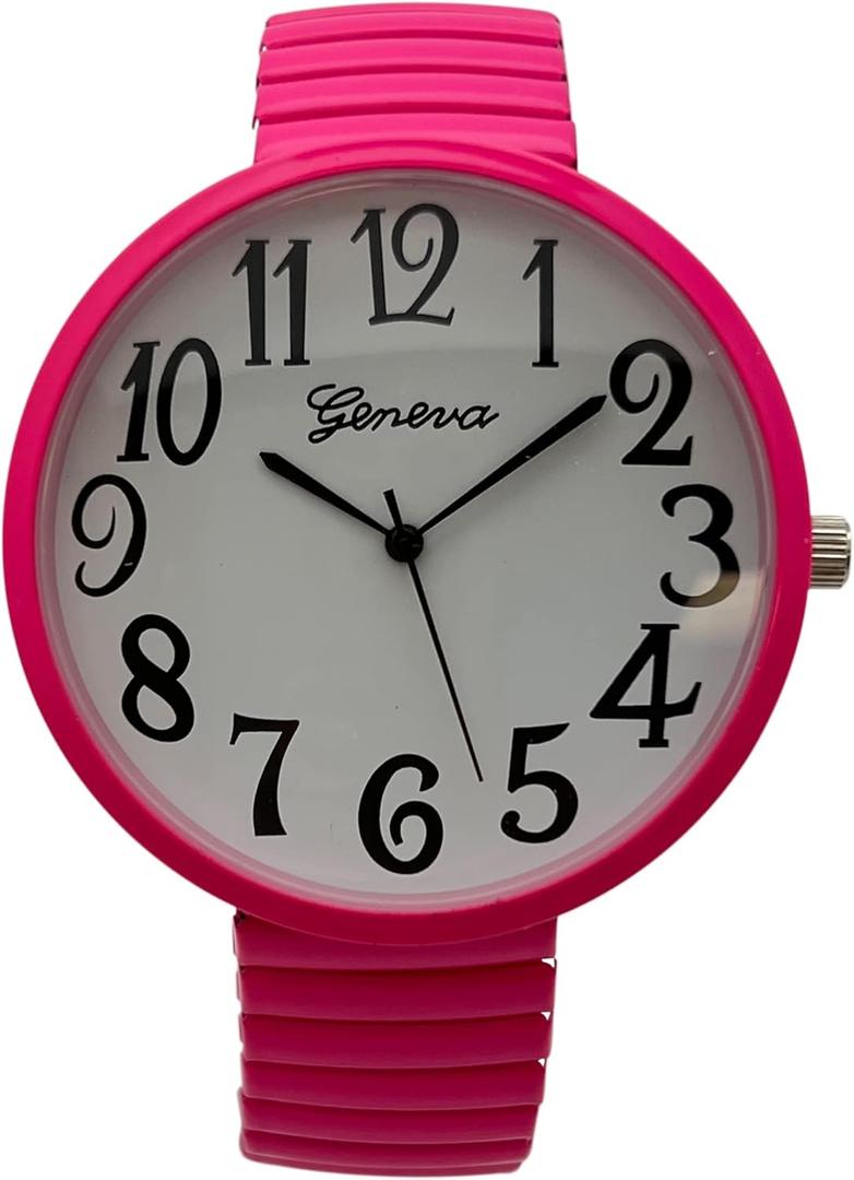 NIMI Super Large Face Stretch Strap Watch (Hotpink)