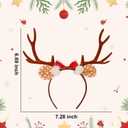 2 x Christmas Deer Antlers Headband With Bow, Reindeer Antlers Hair Accessories for Women, Christmas Cosplay Costume Party