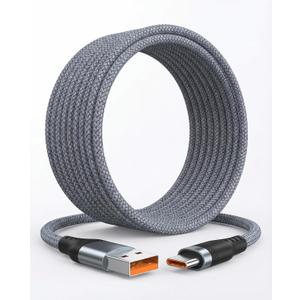 15ft USB C Cable [Long Reach], 3A Fast Charging USB A to Type C Charger Cord for iPhone 17 16 15 Pro Max Plus, Samsung S25 S24 Ultra, PS5, Car Backseat - Nylon Braided 4.5m Gray (Grey)