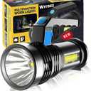 LED Flashlight High Lumens USB Rechargeable Flashlight for Camping, Hiking, Walking, Powerful Emergency Flashlight with 4 Modes for Outdoor Use, Bright Flashlight with Sidelight Lantern