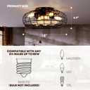 Ceiling Fan with Lights, 18 Inch Caged Ceiling Fan Lights Remote Control Small Industrial Ceiling Fan Light Fixture Flush Mount Farmhouse Light 6 Speeds Bladeless Lights for Bedroom Kitchen