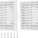 PATIKIL 4" Wall Vent, 2pcs ABS Gable Vent Grille Louvered Square Louver Air Vent Cover with Screen Mesh for Exterior Wall AC HVAC Intake Exhaust Ventilation