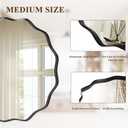 VooBang Black Scalloped Circle Mirror, 20" Wavy Edge Round Wall Mirror with Tempered Glass Textured Circular Metal Deep Frame, Hanging Leaning for Bathroom, Hallway, Entryway, Livng Room