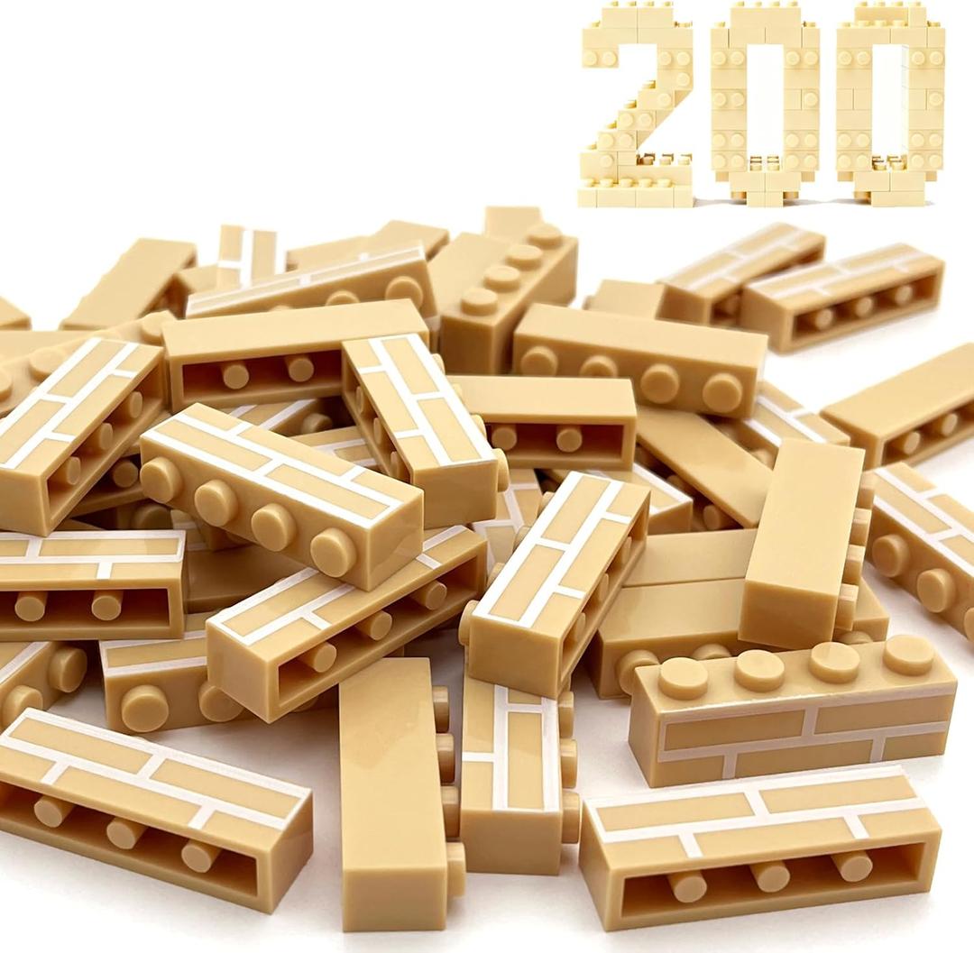 200PCS Classic Wall Building Bricks 1x4 Yellow Color, Compatible with Lego Part, ABS material, Creative Building Sets for Home, School & DIY STEM Projects, Construction Toy for Kid Age6 7 8 9 10 11 12