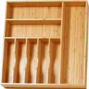 Umilife Large Kitchen Drawer Organizer, 19"x19" Silverware Utensils Organizer, 2.5" High for Large Deep Drawers, Bamboo Flatware Holder with Thick Frames, Sturdy Kitchen Organization Tray (19 x 19 inch (8 Slots))