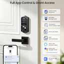 Veise VE017 Fingerprint Smart Door Lock, App Control, 8-in-1 Keyless Entry, Auto Lock, Emergency Power Port, Electronic Touchscreen Keypad, Biometric Smart Locks for Front Door, Matte Black