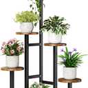 Corner Plant Stand Indoor, 6 Tiered Corner Plant Shelf Flower Stand for Multiple Plants, Plant Shelves Organizer Rack for Living Room, Balcony, Patio, Garden, Round Rustic Brown