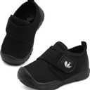 FEETCITY Toddler Shoes Boys Girls Toddler Slip On Sneakers Kids Tennis Shoes Sports Shoes Walking Shoe (Black) 20