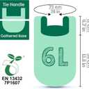 GREENER WALKER 100% Compostable Trash Bags with Tie Handles, 1.6 Gallon-150Bags, Food Scrap Kitchen Waste Bags with EN13432 Certified