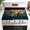 AOHMPT Multi-Design Stove Top Cover for Glass/Electric Stoves - 3-in-1 Heat-Resistant Protector Mat, Non-Slip Drying Rack, 28"x20"