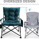 EVER ADVANCED Padded Oversized Folding Camping Chair for Adults, Heavy Duty Lawn Chair with Side Pockets, Portable Collapsible Quad Chair for Outside, Support Up to 500lbs, Green