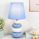 Lampwell Ange Light Blue Small Table Lamp for Living Room as Bedside Table Lamp for Bedroom,Modern Ceramic Kids Night Table Lamp,6.5H12.44IN,Bulb Excluded