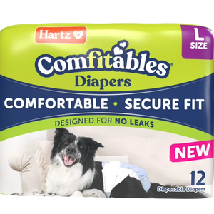Hartz Comfitables Disposable Dog Diapers, Size Large 12 Count, Comfortable & Secure Fit, Easy to Put On, Super Absorbent Male and Female Diaper