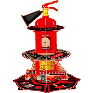 3 Tier Fire Hydrant Cupcake Stand, Firetruck Birthday Decorations, Fire Truck Cupcake Holder for Themed Parties Firefighter Party Decorations, Easy to Assemble