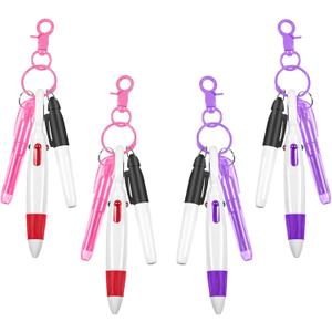Nursing School Essentials,Mini Highlighter Nurse Pen Pack Set Include Pink and Purple Tip Highlighter 4 Permanent Marker Pen and 4 Retractable Ball Pen with 4 Nursing Keychain Clip