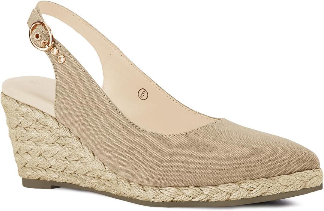Juliet Holy Womens Wedge Sandals Espadrilles Closed Toe Slingback Buckle Strap Comfortable Casual Summer Platforms, Navy, Size 7.5