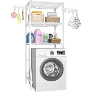 Ulif U8 Mini Laundry Room Storage Organizer, Over The Washer and Dryer Storage Shelves for Laundry Organization, 29.5W x 17.3D x 76.2H, Suit Washing Machine Width Within 27.1, Hold 304 lb, White