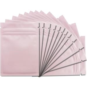 100 Pack Mylar Bags 3.3 x 5.1 Inch Resealable Smell Proof Bags Foil Pouch Flat Bag with Clear Window Pink