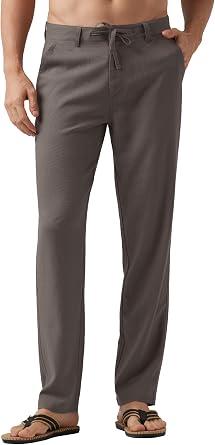 Willit Men's Linen Pants Casual Linen Dress Pants Drawstring Beach Summer Lightweight Trousers, Size 36Wx29L