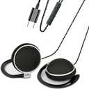 Clip-on USB-C Earphones with Mic & Controller, C-type Earphones with Subwoofer Stereo, Compatible with iPad & Android Smartphones