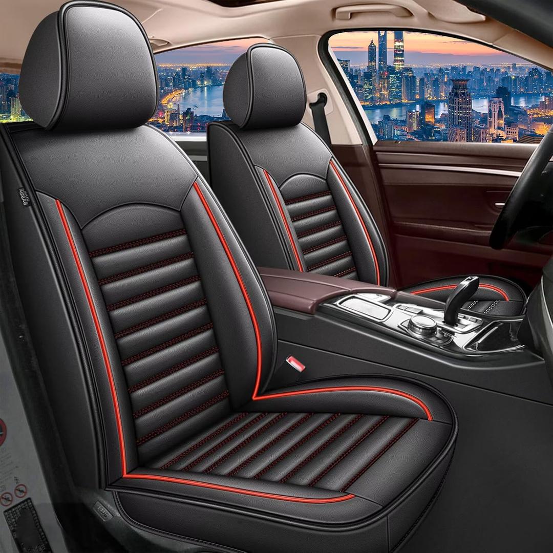 Car Seat Covers Fit for GMC Terrain 2010-2025 2026 Faux Full Set of Seat Cover Airbag Compatible Waterproof Seat Cushion(Black)-2 Rows 5 Seats