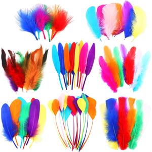 HaiMay 400 Pieces Colorful Feathers Bulk 8 Style Mixed Natural Feathers for Craft Wedding Home Party Decorations Dream Catcher Supplies and DIY Crafts, 3.5-8 Inches Colorful Craft Feather