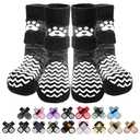 PUPTECK Anti Slip Dog Socks with Double Grippers for Hardwood Floors, Shoes for Hot/Cold Pavement, Boots & Paws Protectors to Prevent Licking, Traction Booties for Senior Dogs M