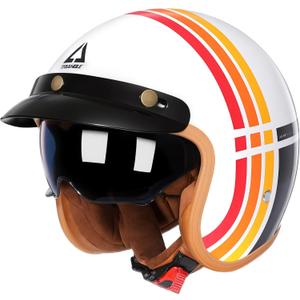 TRIANGLE 3/4 Motorcycle Helmet,Retro Open Face Adults Helmets with Visor,Half Face Moped Helmet for Men & Women,DOT Approved Helmets for Cruiser Scooter(L)