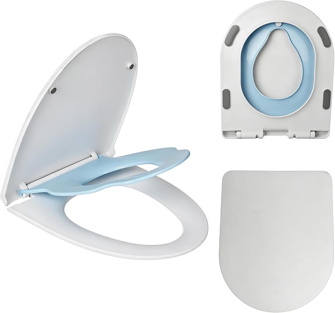 Toddler Toilet Seat with Built-In BlueChild Seat Soft Close D Shape