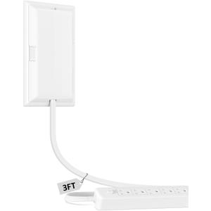 Flat Plug Extension Cord 3FT with Outlet Cover, Outlet Concealer Kit with Flat Plug Power Strip 5AC Outlets, 1875W Flat Outlet Extender Surge Protector for Kitchen, Home, Office,Tight Space