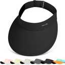 Sun Visor for Women Wide Brim Summer UPF50+ UV Protection Seamless Sun Hats Foldable Beach Cap (One Size, Black)