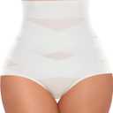 Tummy Control Shapewear Panties for Women High Waisted Body Shaper Slimming Shapewear Underwear Girdle Panty (Medium, White-smooth Fabric)