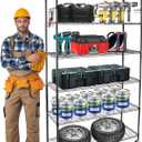 YNN Storage Shelves,2100Lbs 6 Tier Heavy Duty Metal Rolling Shelving Unit with Wheels & 8 Hooks, Adjustable Garage Wire Rack for Kitchen, Bathroom,Industrial,Pantry(36" W x 14" D x 72" H,Black)
