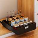 bealy Pull Out Drawer for Cabinet 21in Deep,10" W x 21'' D x 3.1" H Carbon Steel Cabinet Drawers Slide Out, Pantry Storage Shelves with Nano Adhesive for Kitchen, Bathroom and Living Room