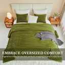 Oversized King Comforter 128x120, 3 Pieces Luxurious Velvet Extra Large King Quilt Striped Bedspread Coverlet Bedding Set with 2 Pillow Shams 20x36 Ultra Soft Duvet Insert for All Season, Oliver Green