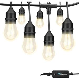 iMagic Outdoor String Lights, Warm White Patio Lights String Lights, 2.4 GHz Only, IP65 Waterproof, Meet to U.S. Standards (98 Ft)