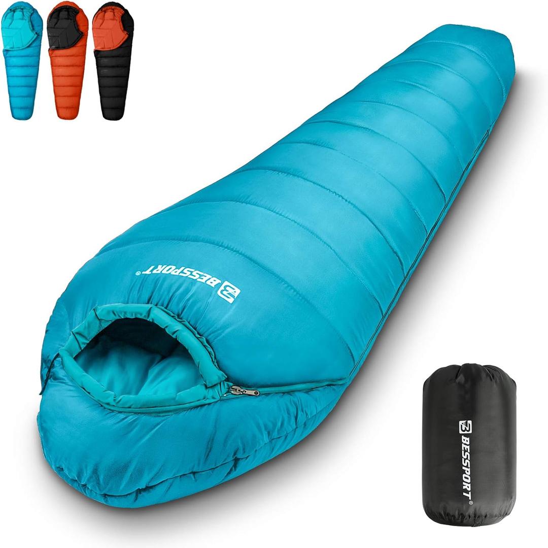 Bessport Mummy Sleeping Bag | 1545 ℉ Extreme 34 Season Sleeping Bag for Adults Cold Weather– Warm and Washable, for Hiking Traveling & Outdoor Activities
