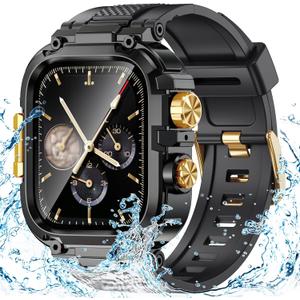 Goton IP68 Waterproof Rugged Band for Apple Watch 46mm/45mm/44mm with Case build-in Screen Protector Heavy Duty Sport Strap Compatible with iWatch Series 11/10/9/8/7/6/5/4/SE