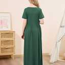 GORLYA Girls Casual Button Knit Modest Cute Flowy Long Maxi Dress with Pockets for 6-14Y Church School Daily Wear (GOR1257,14Y,Green)