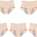 Leakproof Panties for Over 60#s with Incontinence-5 Pack Leakproof Ladies Underwear (Beige, M)