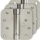4 Inch Self Closing Satin Chrome Door Hinge 5/8" Radius Corner 3pack,Adjustable Tension for Garage, Front Door, Back Door, for Left and Right Hand Door, UL Listed (Silver Satin Nickel)